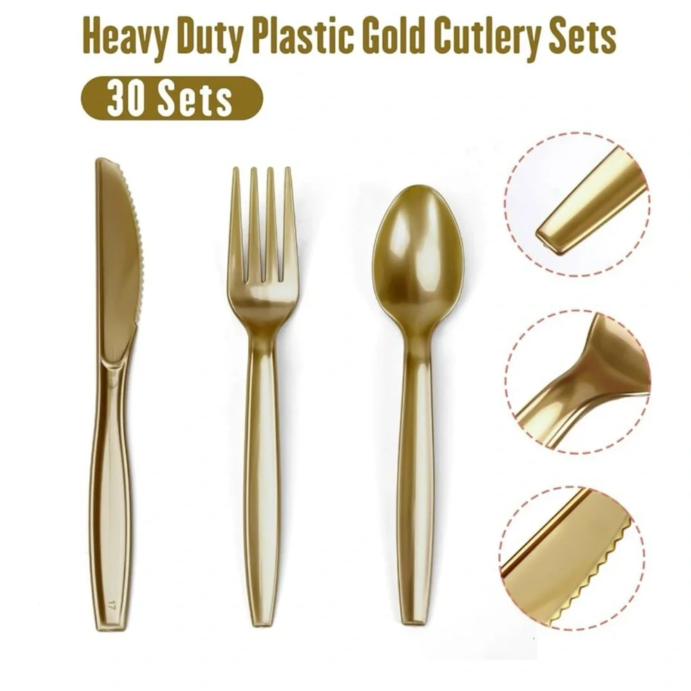 NWT Lzerking Party Supplies Set - 210 Pieces of White and Gold Dot